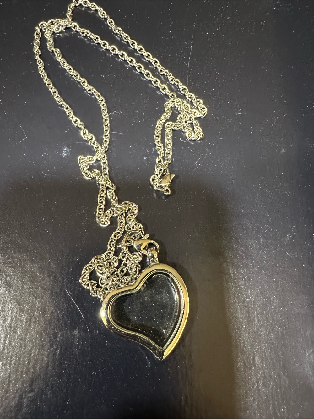 RubyCa Silver Heart Locket Necklace with 32” chain